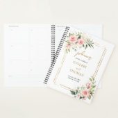 Elegante blush roze rozen eucalyptus gouden bruilo planner (Display)