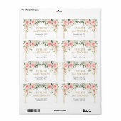 Elegante blush roze rozen gouden bruiloft labels (Full Sheet)