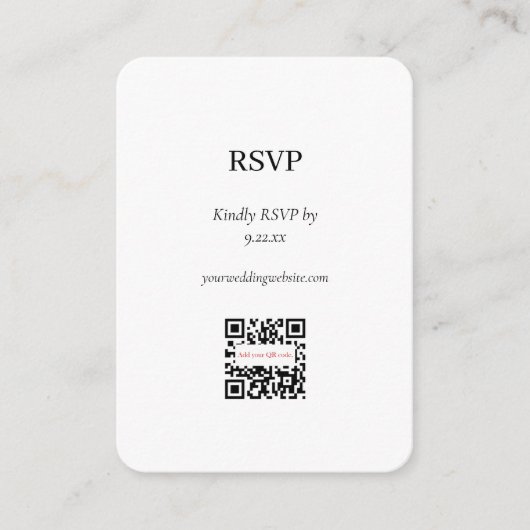 Elegante Blush Roze RSVP QR Code Optie Informatiekaartje (Voorkant)