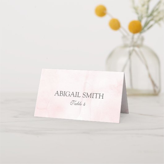 Elegante Blush Roze Waterverf Wedding Place Cards (Voorkant)