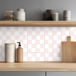 Elegante Blush Roze Wit Geruite Keramische Tegel Tegeltje