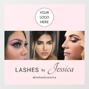 Elegante Blush Roze Zwarte Script 3 Foto Wimpers Raamsticker