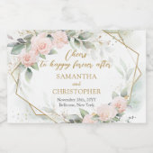 Elegante blush rozen eucalyptus en gouden bruiloft sparkling wijnetiket (Enkel label)