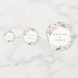 Elegante blush rozen groen goud schittert bruiloft confetti