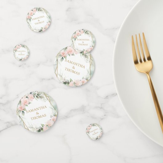 Elegante blush rozen groen goud schittert bruiloft confetti (Groep)