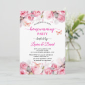 Elegante Blush Rozen Vlinders Housewarming Party Kaart (Staand voorkant)