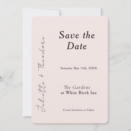Elegante Blush Save the Date (Voorkant)