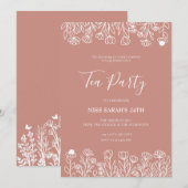 Elegante Blush Tea Party Verjaardag Kaart (Voorkant / Achterkant)