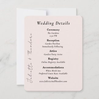 Elegante Blush Trouwdetails Kaart