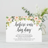 Elegante Blush Wedding Repetitie Diner Uitnodigt Kaart (Staand voorkant)