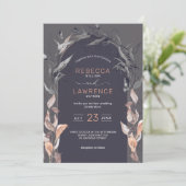 Elegante blush zwarte bloemen bruiloft Uitnodiging (Staand voorkant)