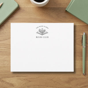 Elegante Boekclub Naam Bloemig Notitiekaartje