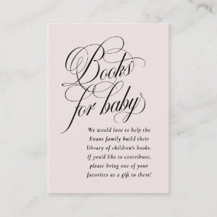 Elegante boeken voor baby blush roze baby shower informatiekaartje
