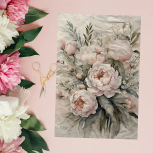 Elegante Boeket Roze Pioen Rozen Bloemen Tissuepapier
