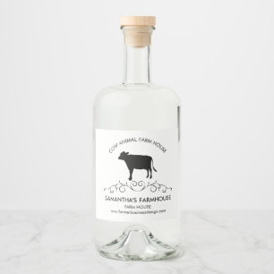 Elegante boerderij koe silhouet likeurfles etiket