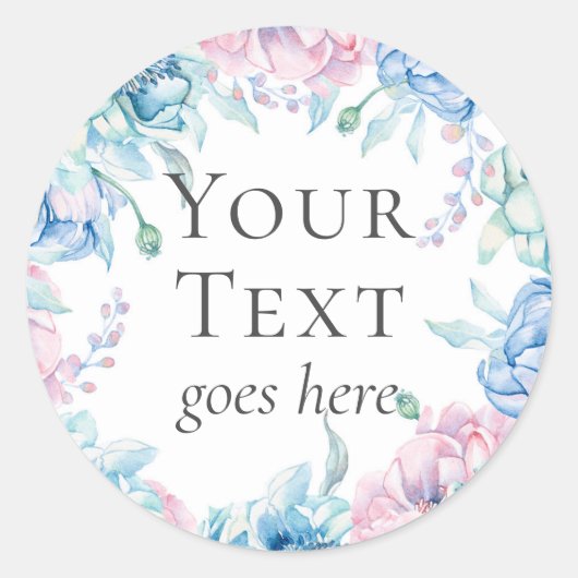 Elegante Boerderij Waterverf Bloemen van de bloemp Ronde Sticker (Voorkant)