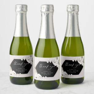 Elegante Boheemse Bloemen Dank u Mousserende Wijn Sparkling Wijnetiket