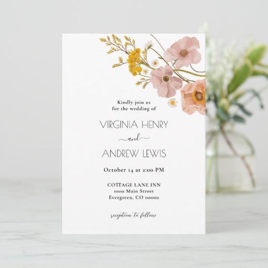 Elegante Boheemse Bloemen Terracotta bruiloft Kaart (Staand voorkant)