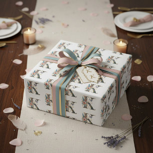 Elegante boheemse bloemletter K Cadeaupapier
