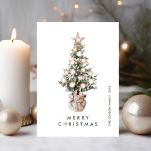Elegante Boheemse Kerstmis dennenboom groet Feestdagenkaart
