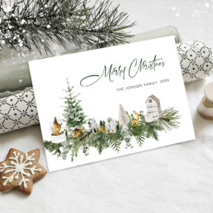Elegante Boheemse Kerstmis Samenstelling Groet Feestdagenkaart