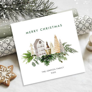 Elegante Boheemse Kerstmis Samenstelling Groet Feestdagenkaart