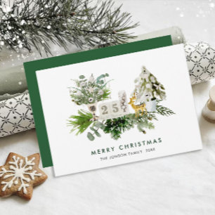 Elegante Boheemse Kerstmis Samenstelling Groet Feestdagenkaart