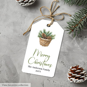 Elegante Boheemse Neutrale Dennenkrans Cadeaublaad Cadeaulabel