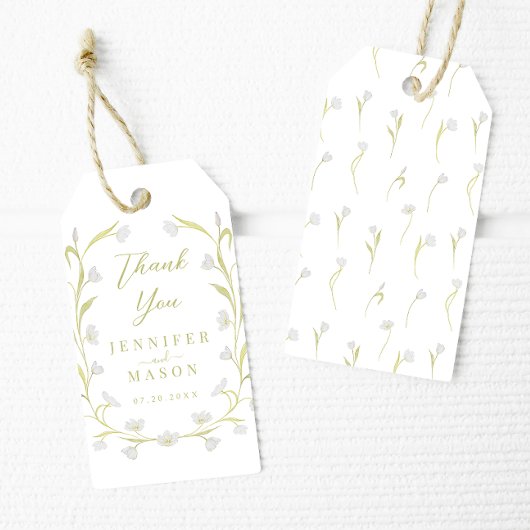 Elegante Boheemse Tulpen Bloemenbruiloft Dank u Cadeaulabel