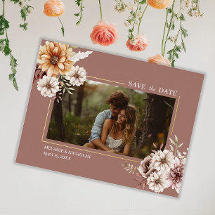 Elegante Boheemse Waterverf Bloemen Bruiloft Folie Feestdagen Briefkaart