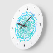 Élégante Bohème Turquoise Mandala Grande Horloge (Angle)