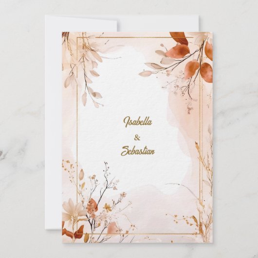 Elegante Bohemian met Waterverf bloemen en goud Kaart (Achterkant)