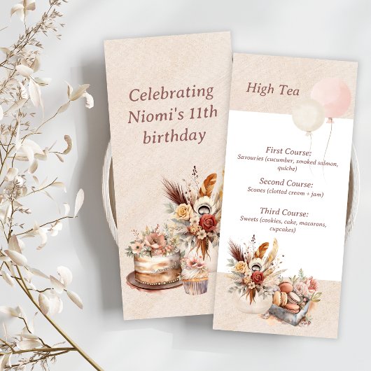 Elegante Bohemian Spring Tea Party Menu