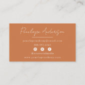 Elegante Boho Aarde Neutrale Chique Terracotta Mod Visitekaartje (Achterkant)