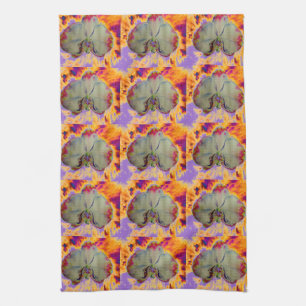 Elegante boho-abstracte aquarel orchidee-schilderi theedoek