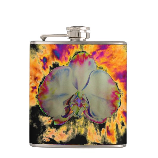 Elegante boho abstracte waterverf orchidee schilde heupfles (Voorkant)