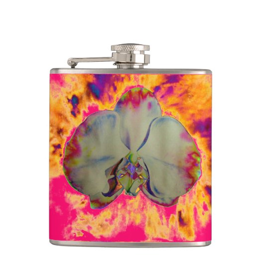 Elegante boho abstracte waterverf orchidee schilde heupfles (Voorkant)