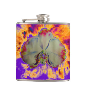 Elegante boho abstracte waterverf orchidee schilde heupfles