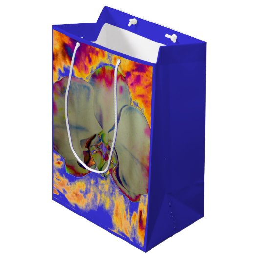 Elegante boho abstracte waterverf orchidee schilde medium cadeauzakje (Voorkant Gekanteld)