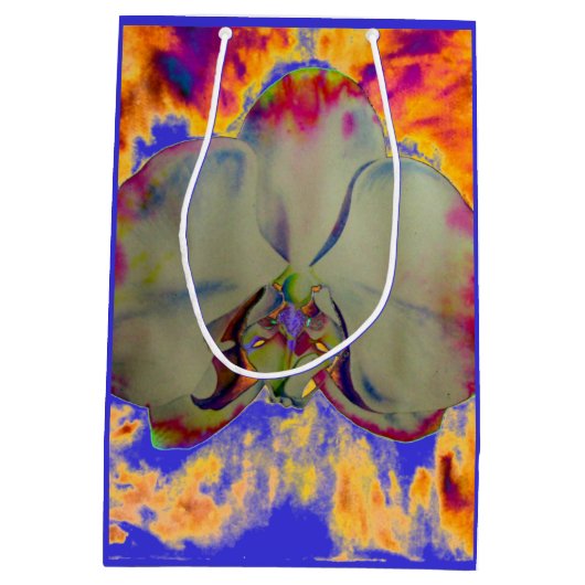 Elegante boho abstracte waterverf orchidee schilde medium cadeauzakje (Achterkant)