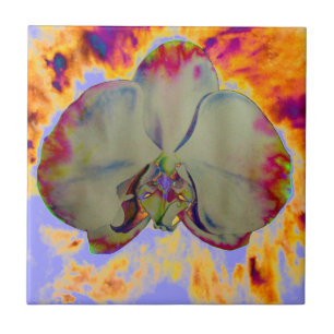 Elegante boho abstracte waterverf orchidee schilde tegeltje