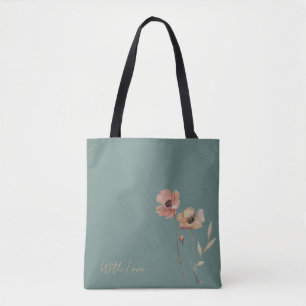 Elegante Boho Aquarel Wilde Bloem Stof Roze Draagtas