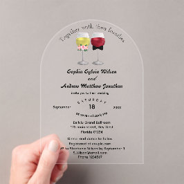 Elegante Boho Arch paar wijn bruiloft Acryl Uitnodigingen