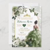 Elegante Boho Arch Sage Groene Prinses Quinceañera Kaart (Voorkant)