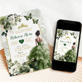 Elegante Boho Arch Sage Groene Prinses Quinceañera Kaart
