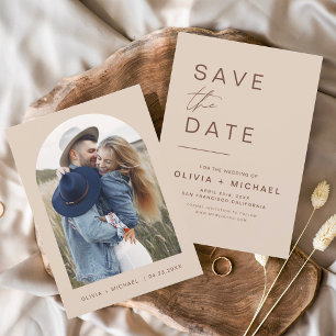 Elegante Boho Bewaar de Datum Foto Minimalistisch Save The Date