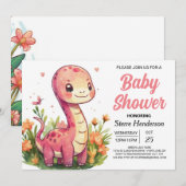 Elegante Boho bewerkbare Dinosaur Meisje Baby show Kaart (Voorkant / Achterkant)