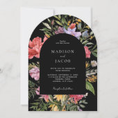 Elegante Boho Black Dutch Floral Wedding Kaart (Voorkant)