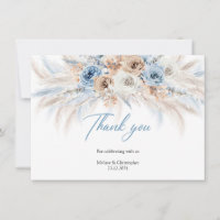 Elegante boho blauwe bloemen en ivoor rozen pampa'