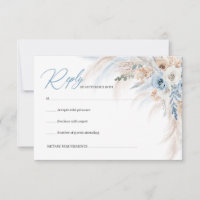 Elegante boho blauwe bloemen en ivoor rozen pampa'